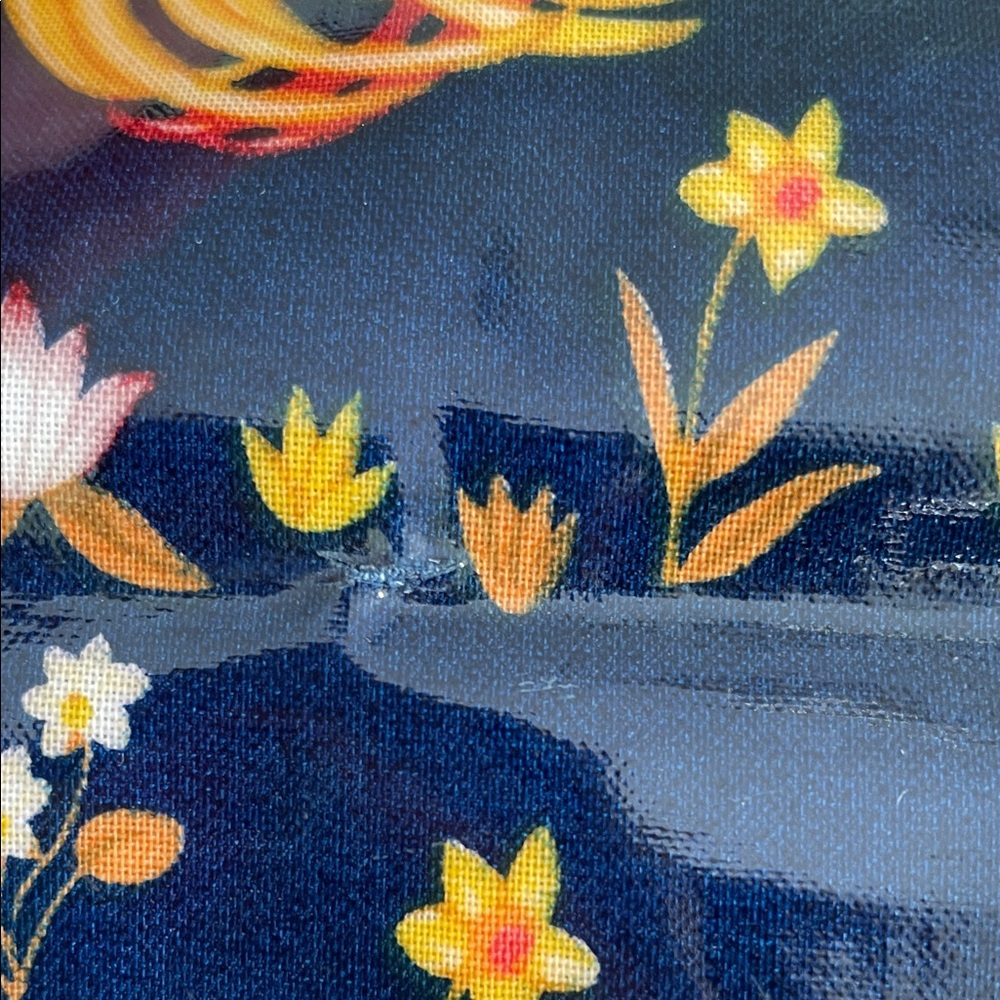 Rare Vintage Harrods Navy Vinyl Birds and Floral Tote - Picture 4 of 6
